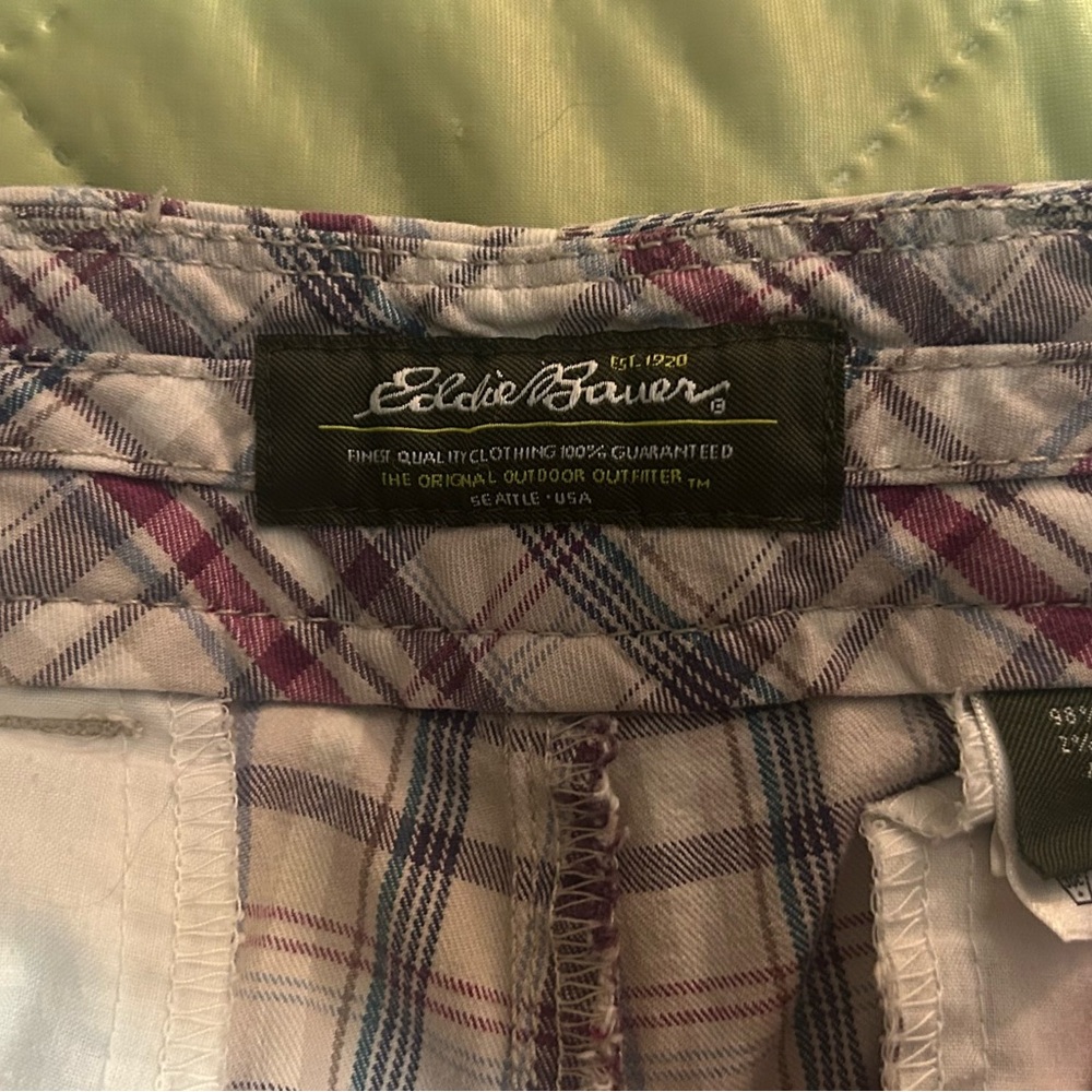 Eddie Bauer Plaid Women Shorts - Purple and White